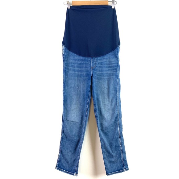 Madewell Maternity Over-the-Belly Stovepipe Straight Jeans in Chancery Wash-28 - Picture 4 of 7